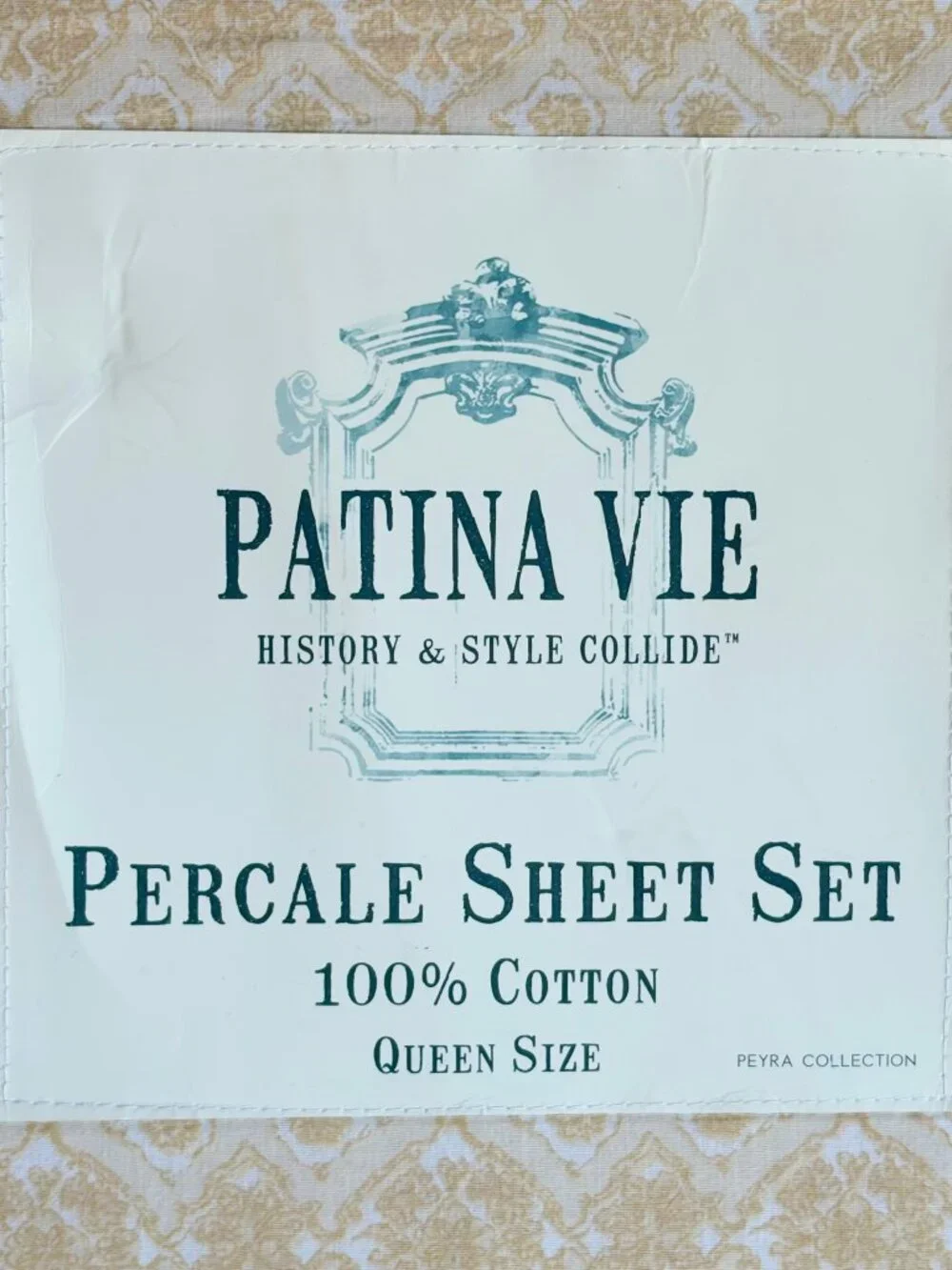 Patina Vie 100% Cotton Queen Size Floral Sheet Set FLOWERING CENTER - TAUPE
